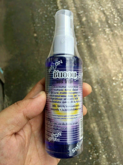 Sun On Hair Tonic Butterfly Pea 100ml back label in hand