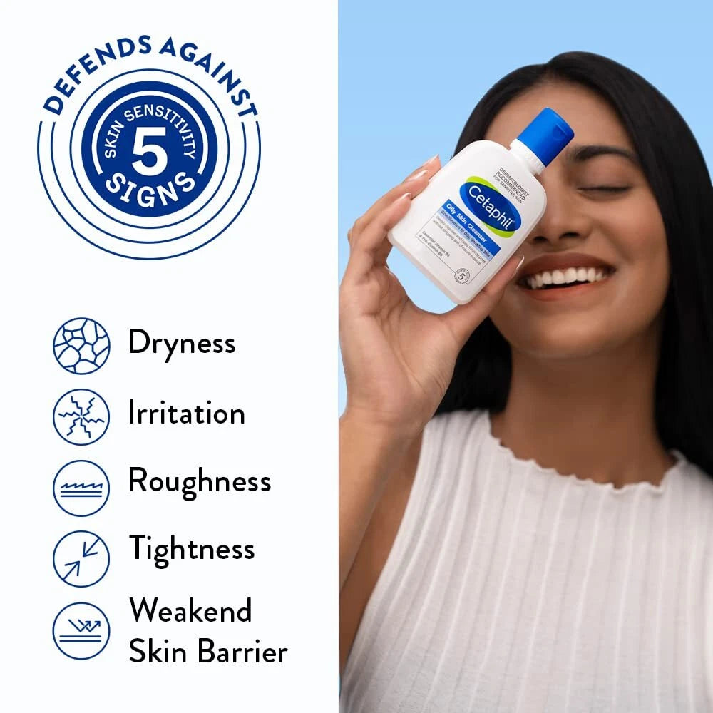 Cetaphil Oily Skin Cleanser woman using face wash clean skin concept