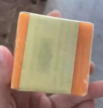Galong Orange Soap herbal exfoliating bar wrapped with orange and yellow packaging for natural skincare.