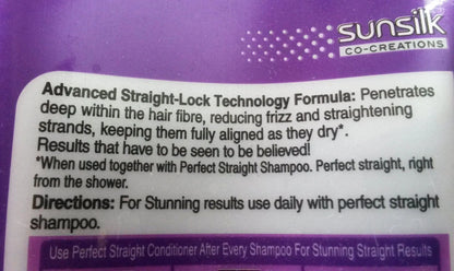 Sunsilk Perfect Straight Conditioner back label close up showing product details and ingredients