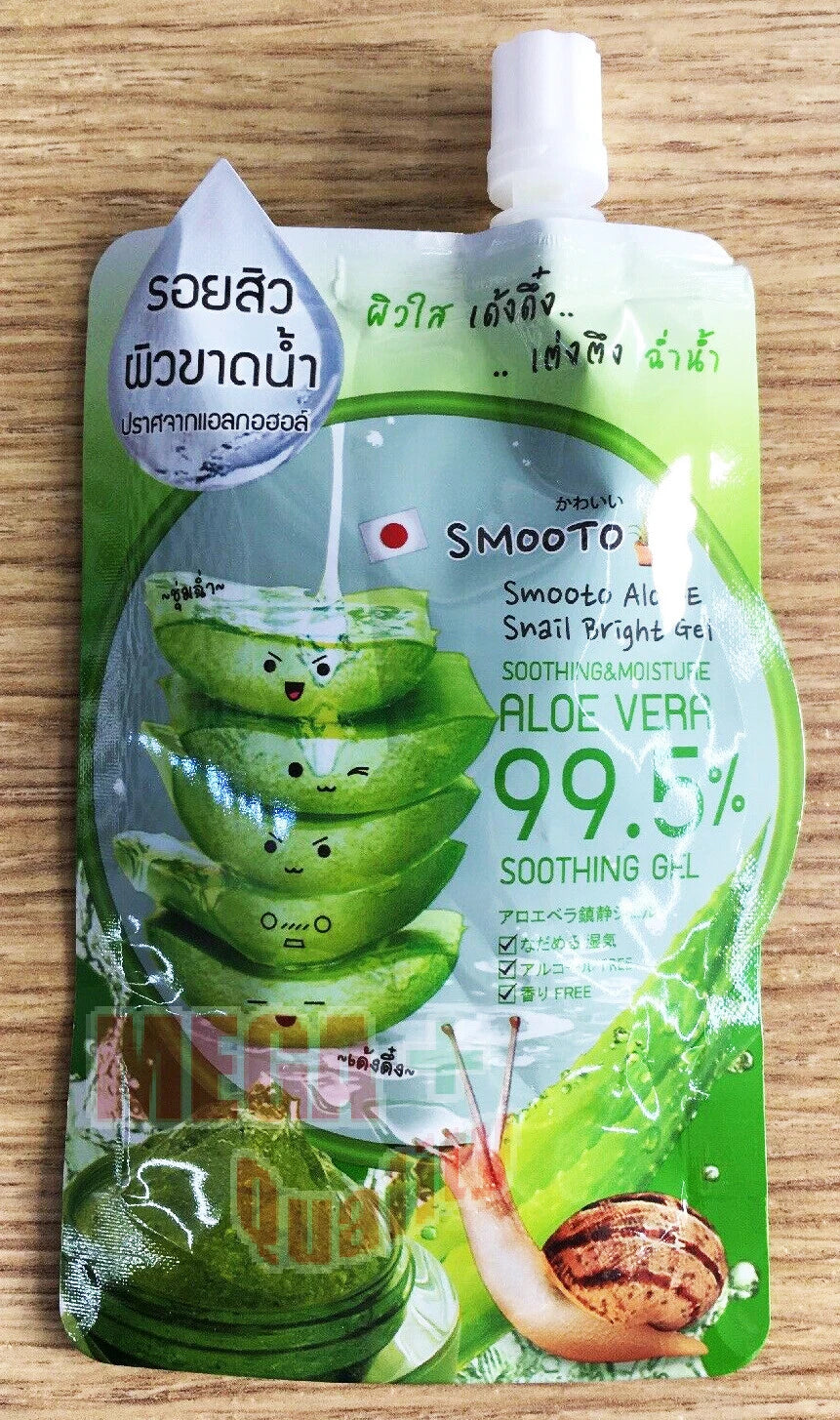 Smooto Aloe Snail Gel aloe vera snail bright gel pouch with natural aloe and snail image