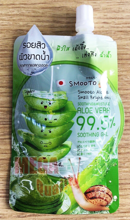 Smooto Aloe Snail Gel aloe vera snail bright gel pouch with natural aloe and snail image