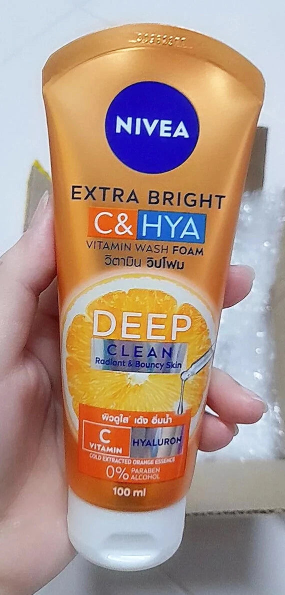 Nivea Extra Bright C Hya Foam product packaging tube and box set