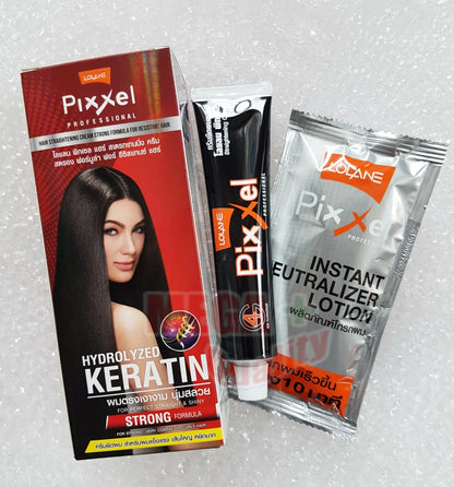 Lolane Pixxel Straightening kit with cream and neutralizer for strong permanent straightening