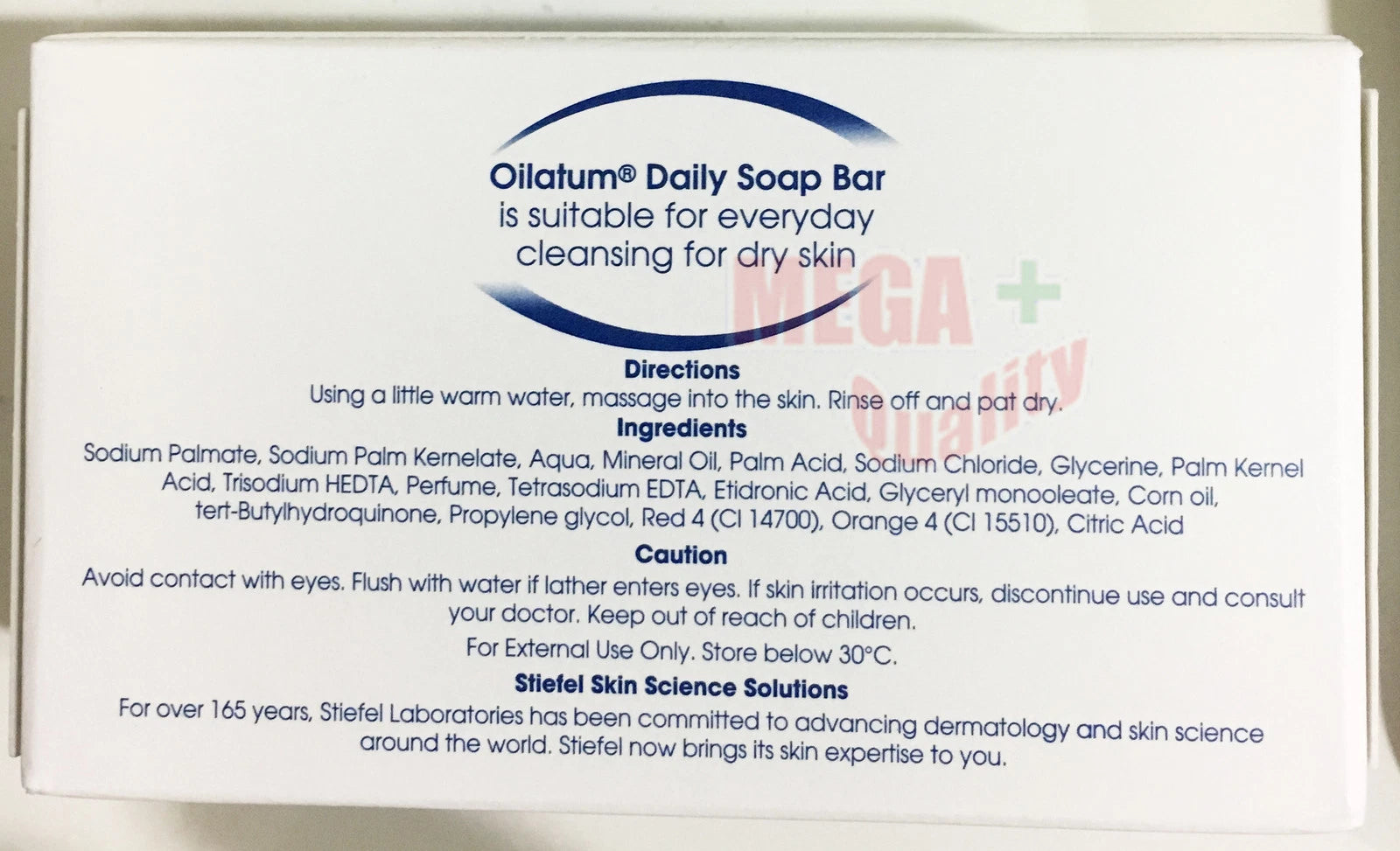 OILATUM SOAP BAR DRY SKIN ingredient list and usage instructions on the back packaging