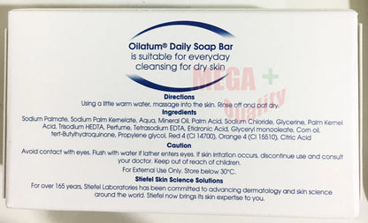 OILATUM SOAP BAR DRY SKIN ingredient list and usage instructions on the back packaging