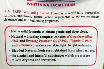 Tea Tree Facial Foam 140g Product Information Label and Directions