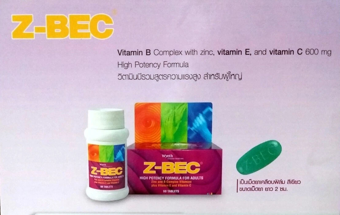 Z-BEC Multivitamins Multimineral product leaflet image showing bottle and box
