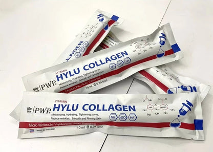 PWP Hylu Collagen Serum tubes stacked together showing product packaging with syringe style design