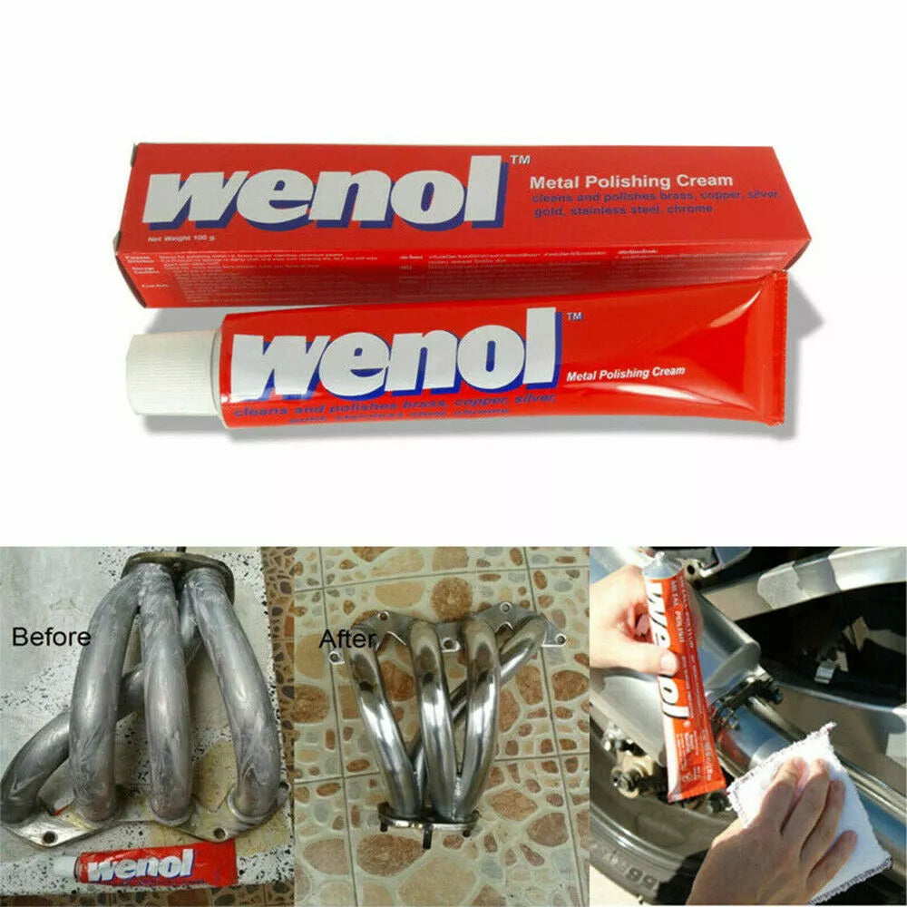 100g Wenol Metal Polishing Cream Cleans and Polishes Brass Copper Chrome