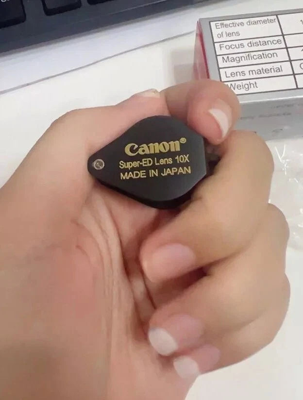 Canon 10x Magnifier handheld loupe usage close up