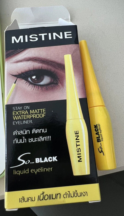 Mistine So Black liquid eyeliner packaging front with product tube