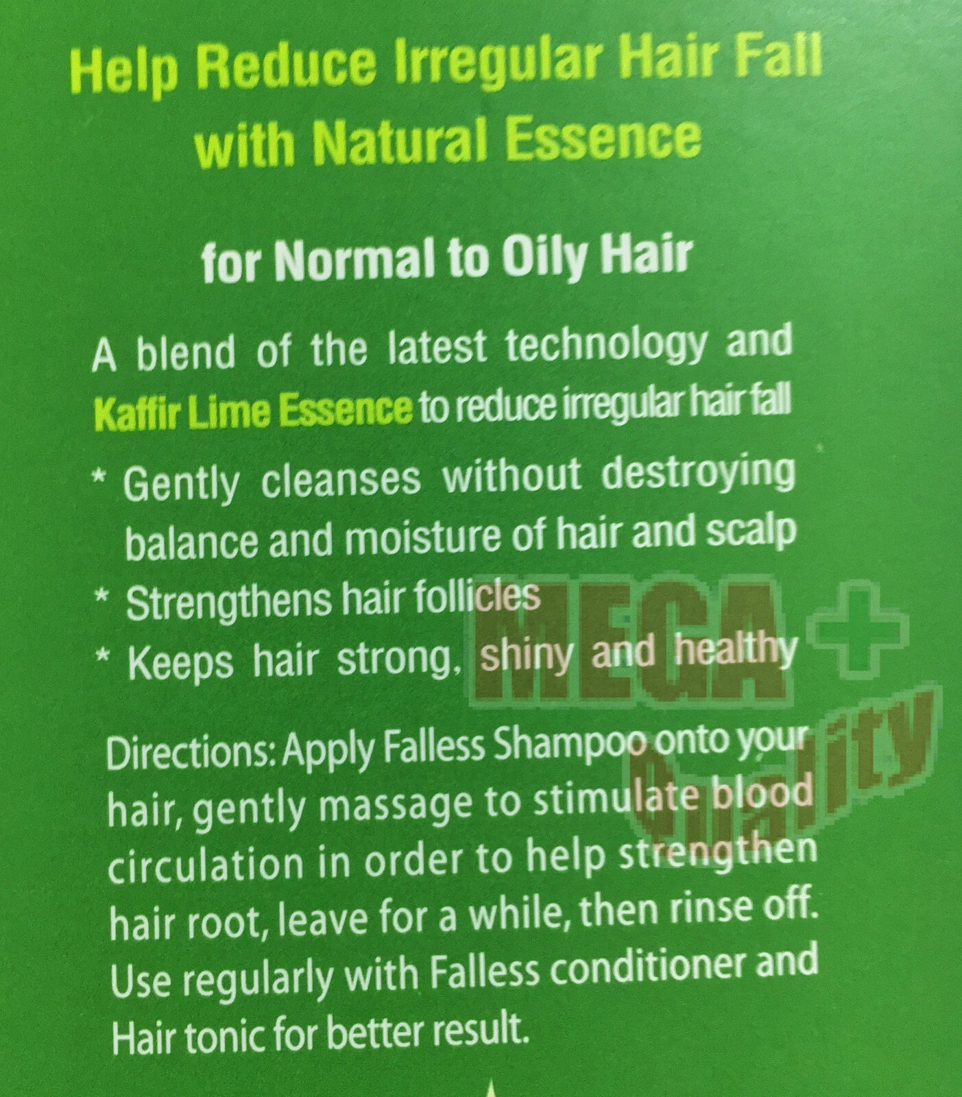 Front view of Falles Kaffir Lime Hair Reviving Shampoo 300 ml bottle showing logo and kaffir lime design on label.