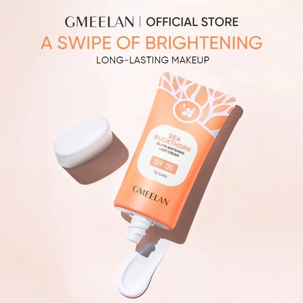 GMEELAN Gluta Lazy Cream tube with glowing bright skin effect background