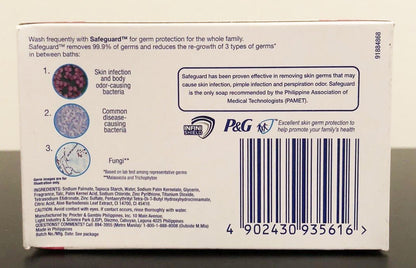 Safeguard Floral Pink Soap ingredients barcode and product information packaging back view