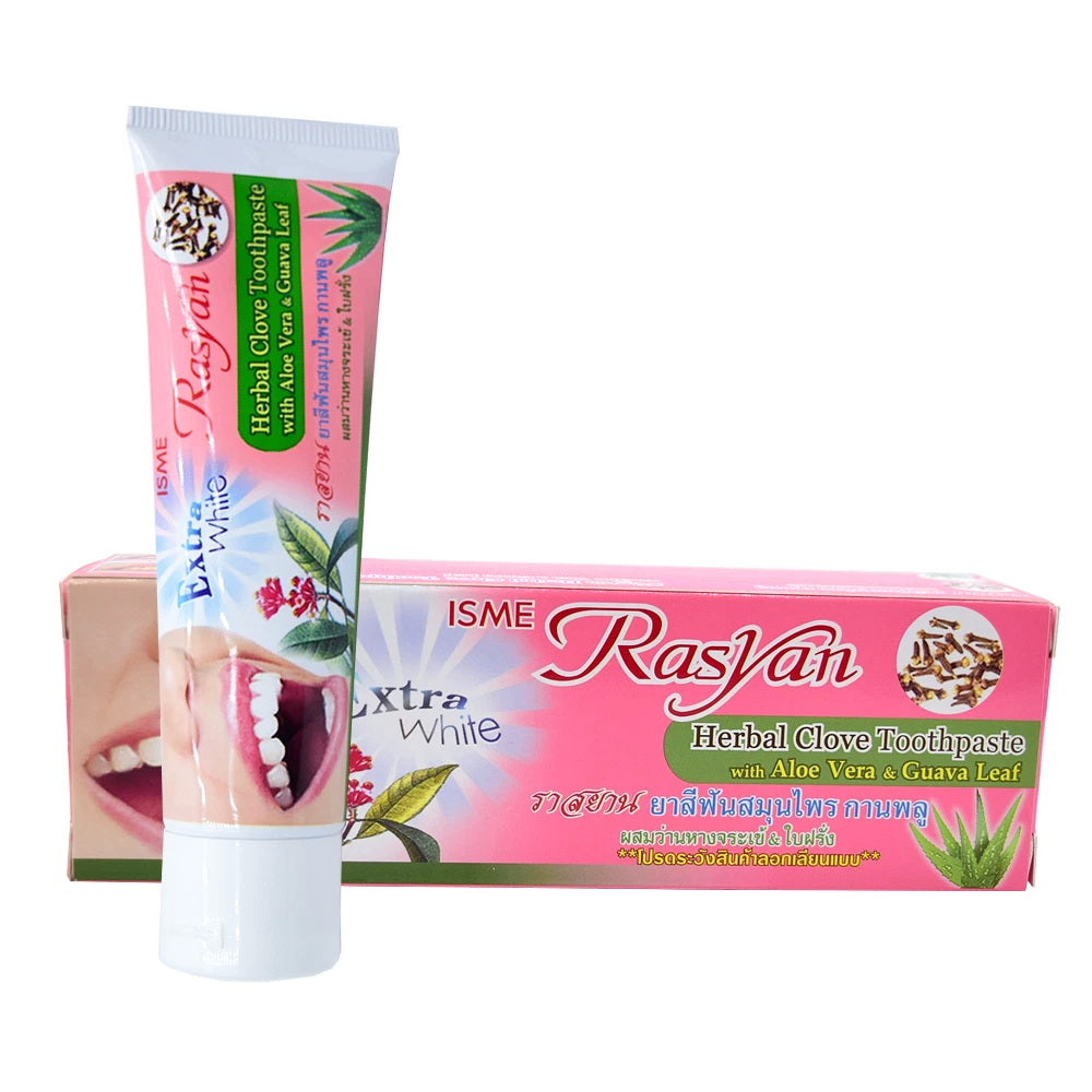 ISME Rasyan Herbal Clove Toothpaste 100g set with tube and box for whitening teeth