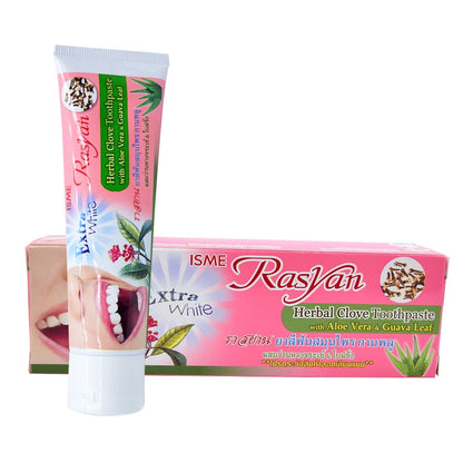 ISME Rasyan Herbal Clove Toothpaste 100g set with tube and box for whitening teeth