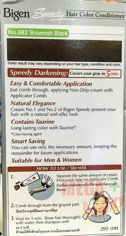 Bigen Speedy Hair Color instructions and product information label