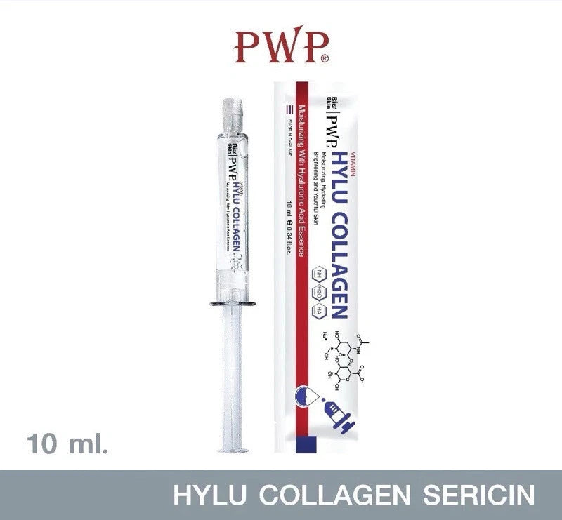 PWP Hylu Collagen Serum 10ml syringe style tube standing upright with product label visible