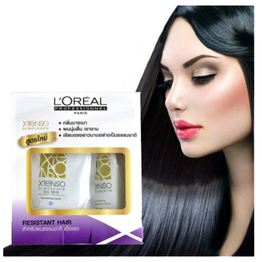 Loreal Xtenso Resistant Kit long sleek hair result with packaging