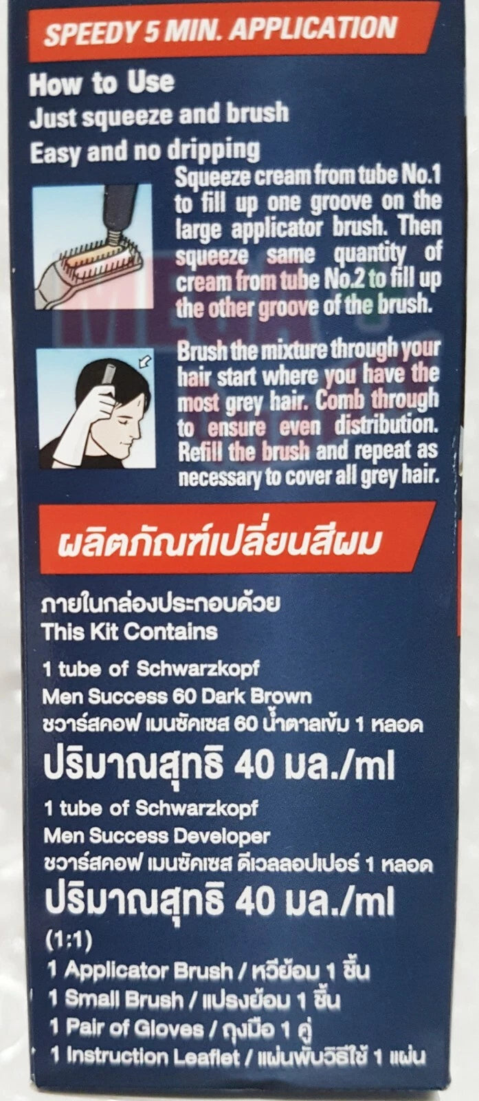 Schwarzkopf Men Success 60 step by step usage illustrations and manufacturer details.