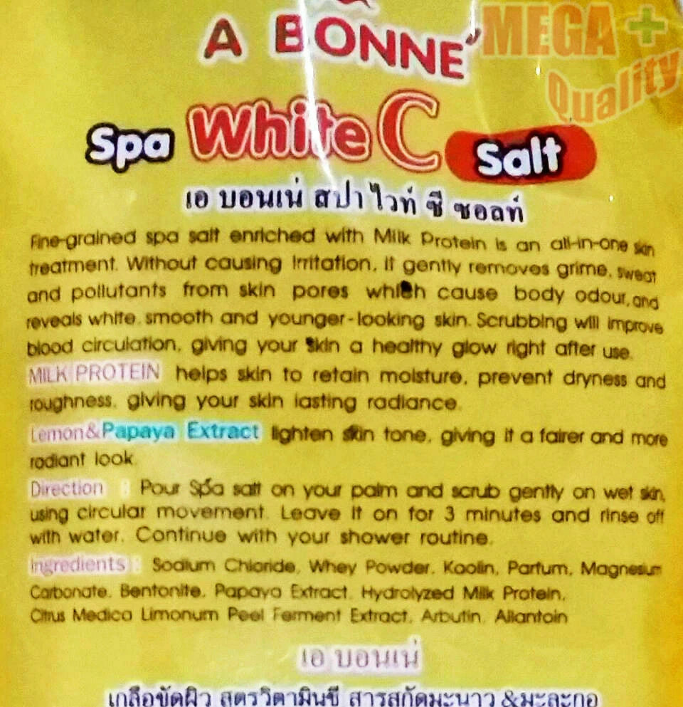 A BONNE Spa White C Salt Vitamin C formula texture and product detail view