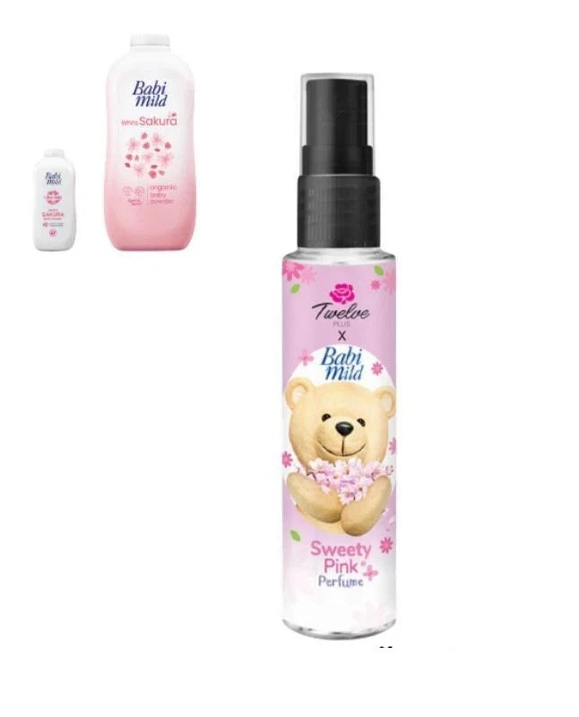 Twelve Plus Babi Mild Sweety Pink perfume spray 25ml product set display