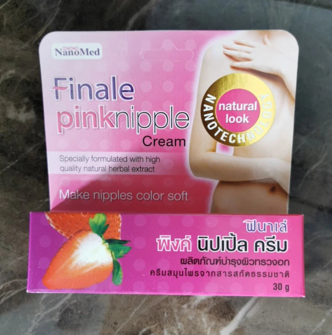 Finale Pink Nipple Cream NanoMed front packaging with herbal natural soft pink formula label