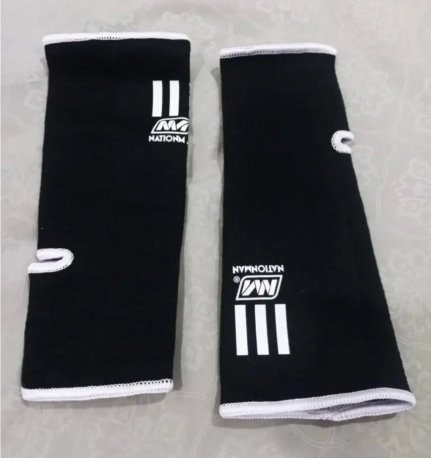 Nationman Ankle Guard black ankle supports for Muay Thai, boxing, and MMA training.