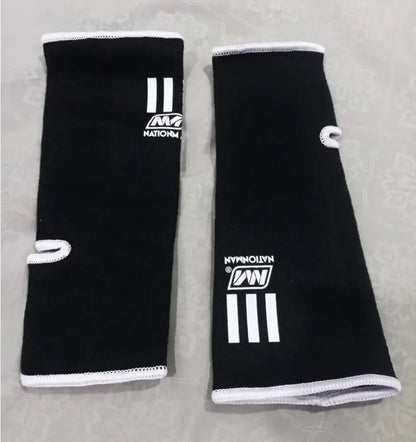Nationman Ankle Guard black ankle supports for Muay Thai, boxing, and MMA training.
