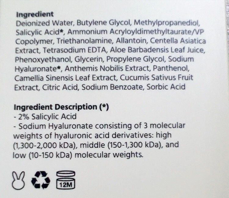Back of FYNE BHA Clarifying Serum packaging showing usage directions and ingredient list