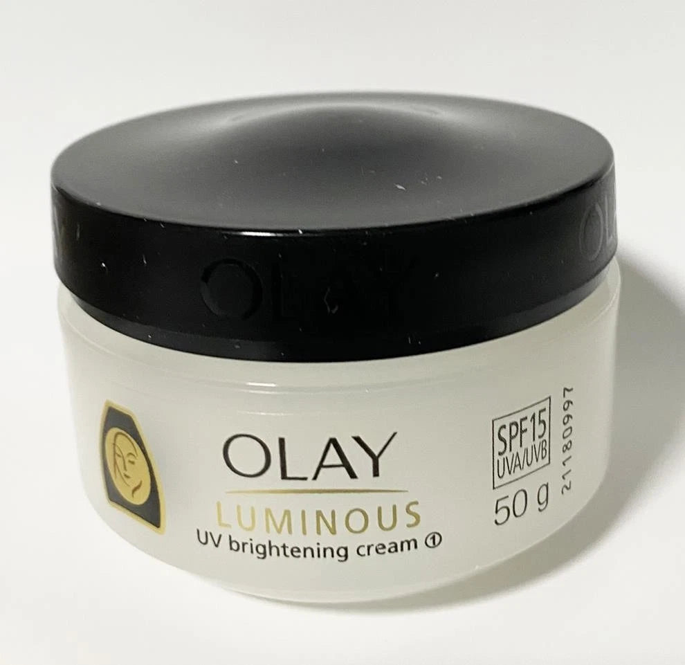 Olay Luminous Cream jar front close up UV brightening cream packaging