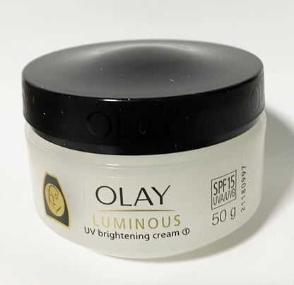 Olay Luminous Cream jar front close up UV brightening cream packaging