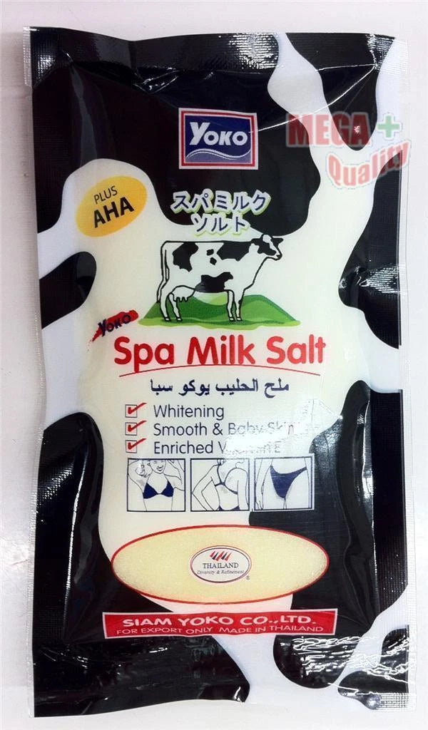 Yoko Spa Milk Salt Whitening AHA Body Scrub Exfoliator for Smooth Baby Skin 50g