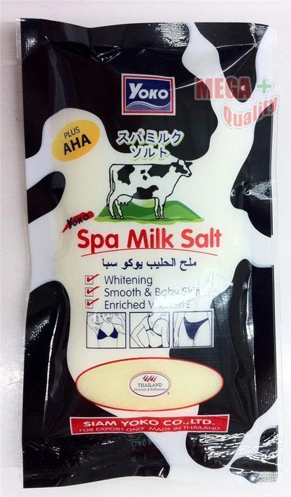 Yoko Spa Milk Salt Whitening AHA Body Scrub Exfoliator for Smooth Baby Skin 50g
