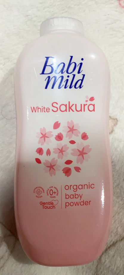 Babi Mild White Sakura Baby Powder 350g full packaging front