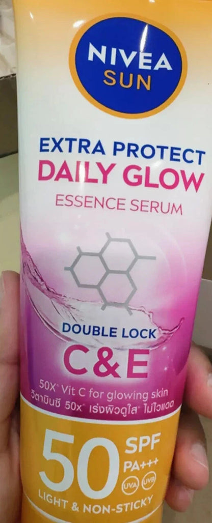 Nivea Sun Daily Glow Essence Serum SPF50 PA+++ packaging box front