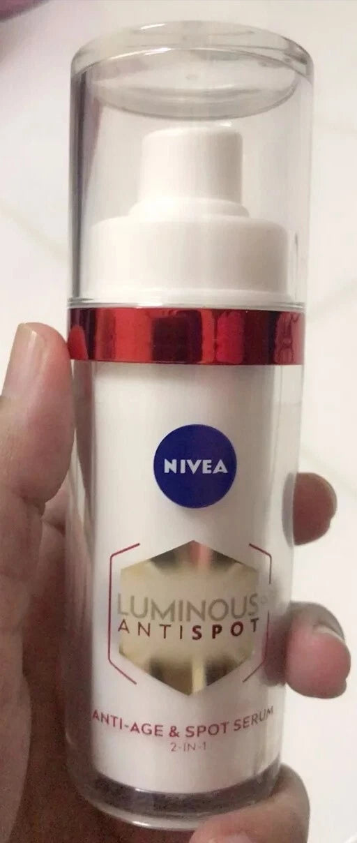 Nivea Luminous 630 Spot Serum skincare bottle with front packaging design
