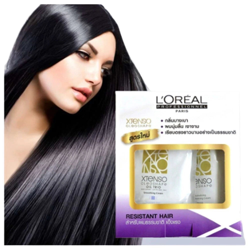 Loreal Xtenso Resistant Kit straight smooth hair model with product box