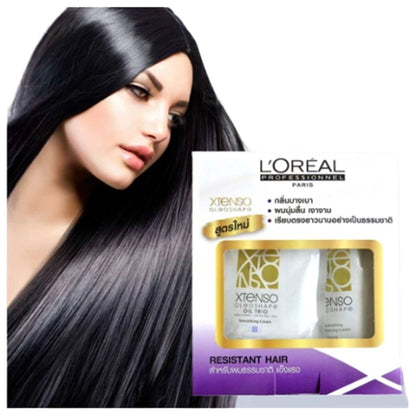 Loreal Xtenso Resistant Kit straight smooth hair model with product box