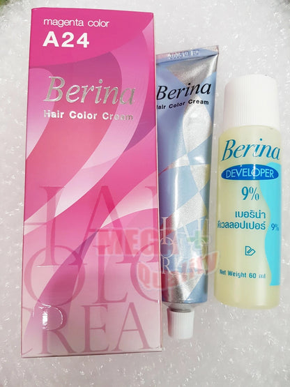 Berina Permanent Hair Dye Color Colour Cream A24 Magenta