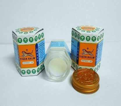 Tiger Balm White Ointment 30g jar opened with cap and box displayed