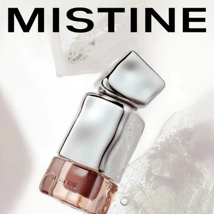 Stylish product shot of the Mistine Velvet Lip Cream tube with a modern silver cap.