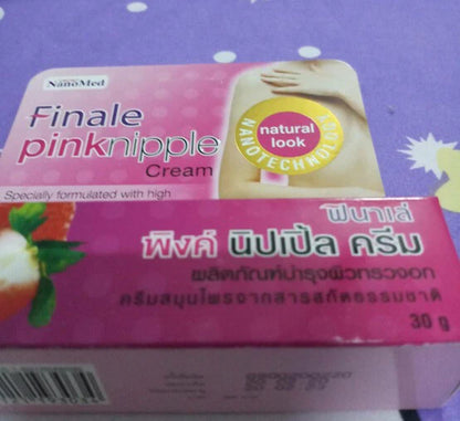 Finale Pink Nipple Cream NanoMed packaging with pink theme and clear product branding