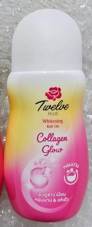 12 Plus Collagen Roll On deodorant full bottle packaging front view