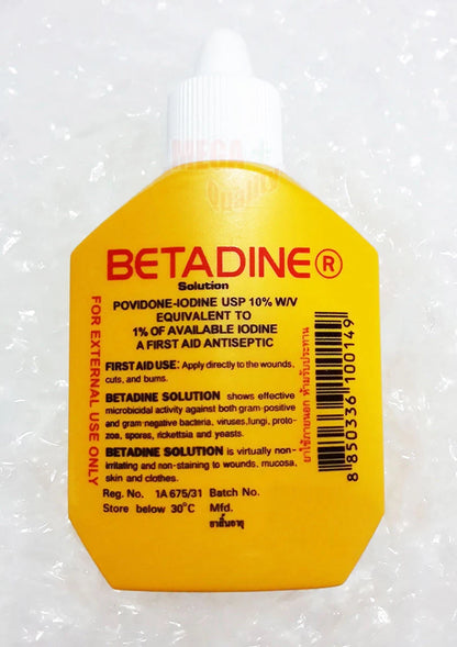 BETADINE POVIDONE IODINE FIRST AID SOLUTION ANTISEPTIC CUTS WOUNDS 30 cc.