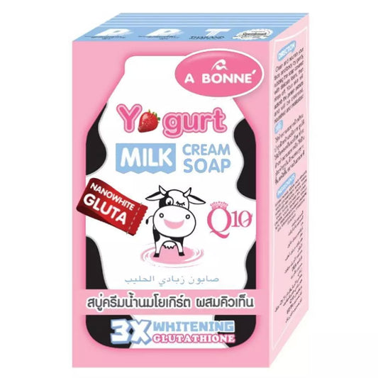 A BONNE Yogurt Milk Cream Soap 90g 3X Whitening Gluta Q10 Body Face