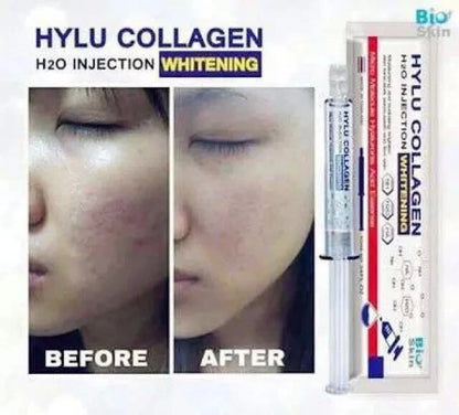 PWP Hylu Collagen Serum before and after comparison showing improved brightness and smoother skin texture