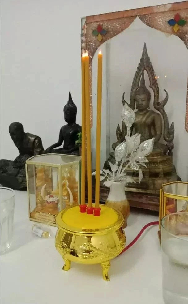 Thai Electric Incense Burner home altar decoration with illuminated worship pot