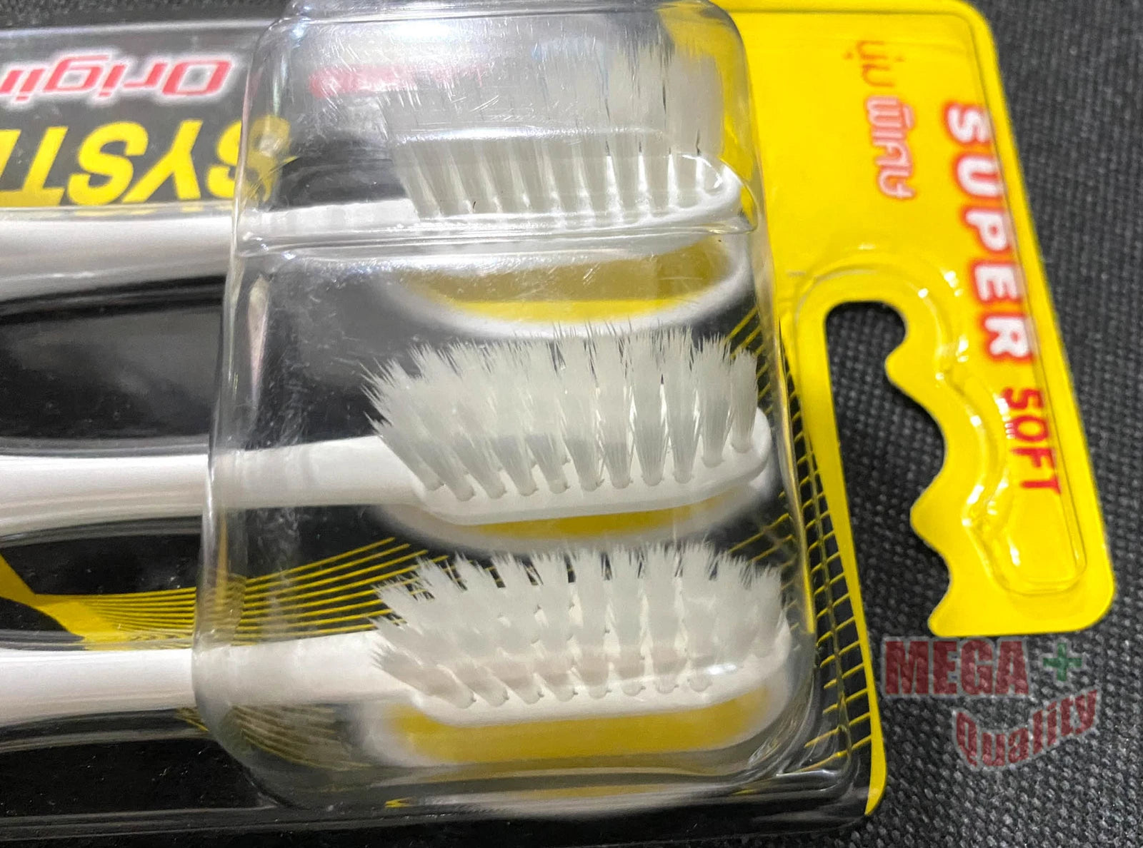 Systema Soft Toothbrush head slim bristles close up detail